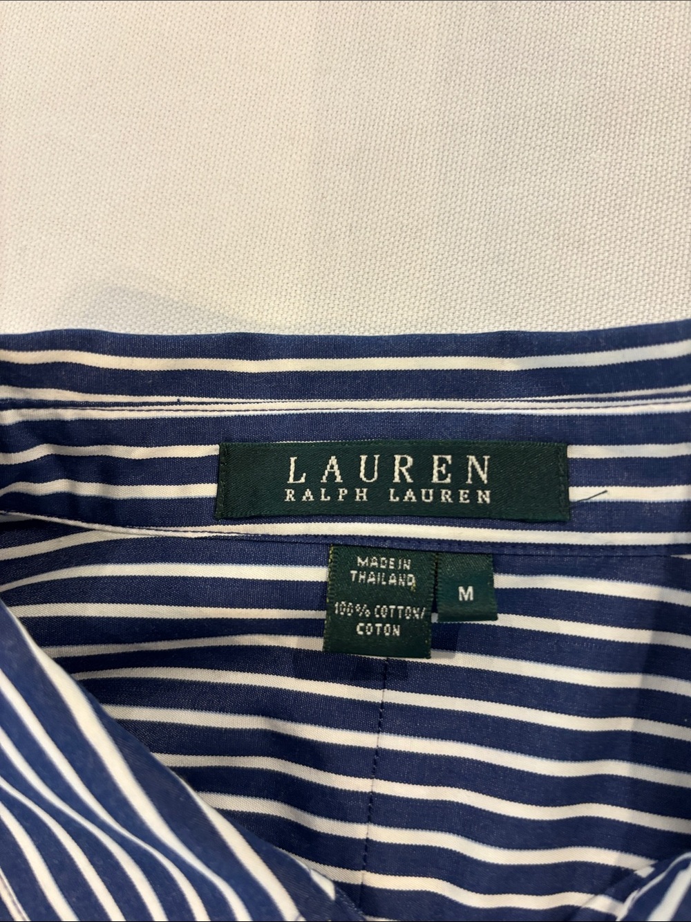 Ralph Lauren Women’s Blue White Stripe Long Sleeve Cotton Button-Down Shirt - M - Picture 5 of 8